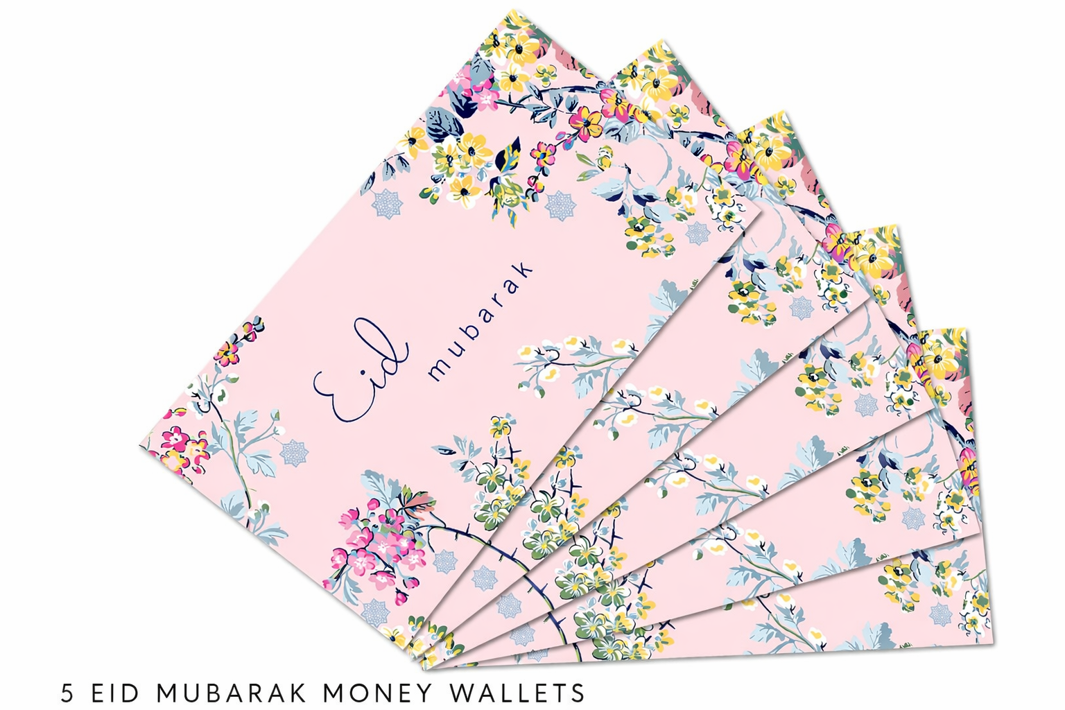 Money Wallets - Pink Floral Eid Mubarak Pack of 5