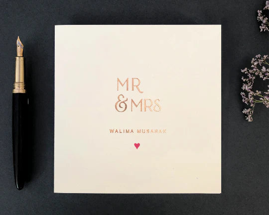 Luxury 'Mr & Mrs Walima Mubarak' Gold Foil Card