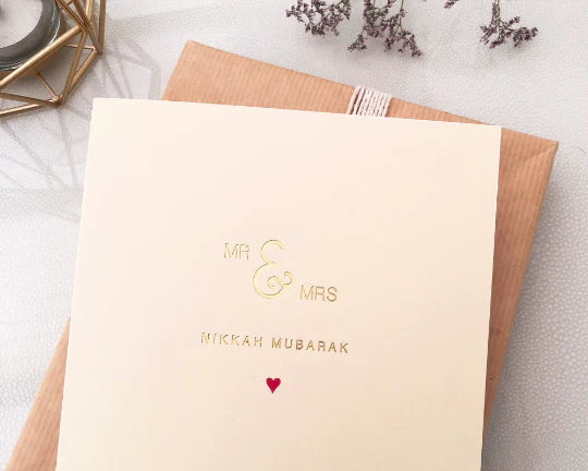 Luxury 'Nikkah Mubarak' Gold Foil Card
