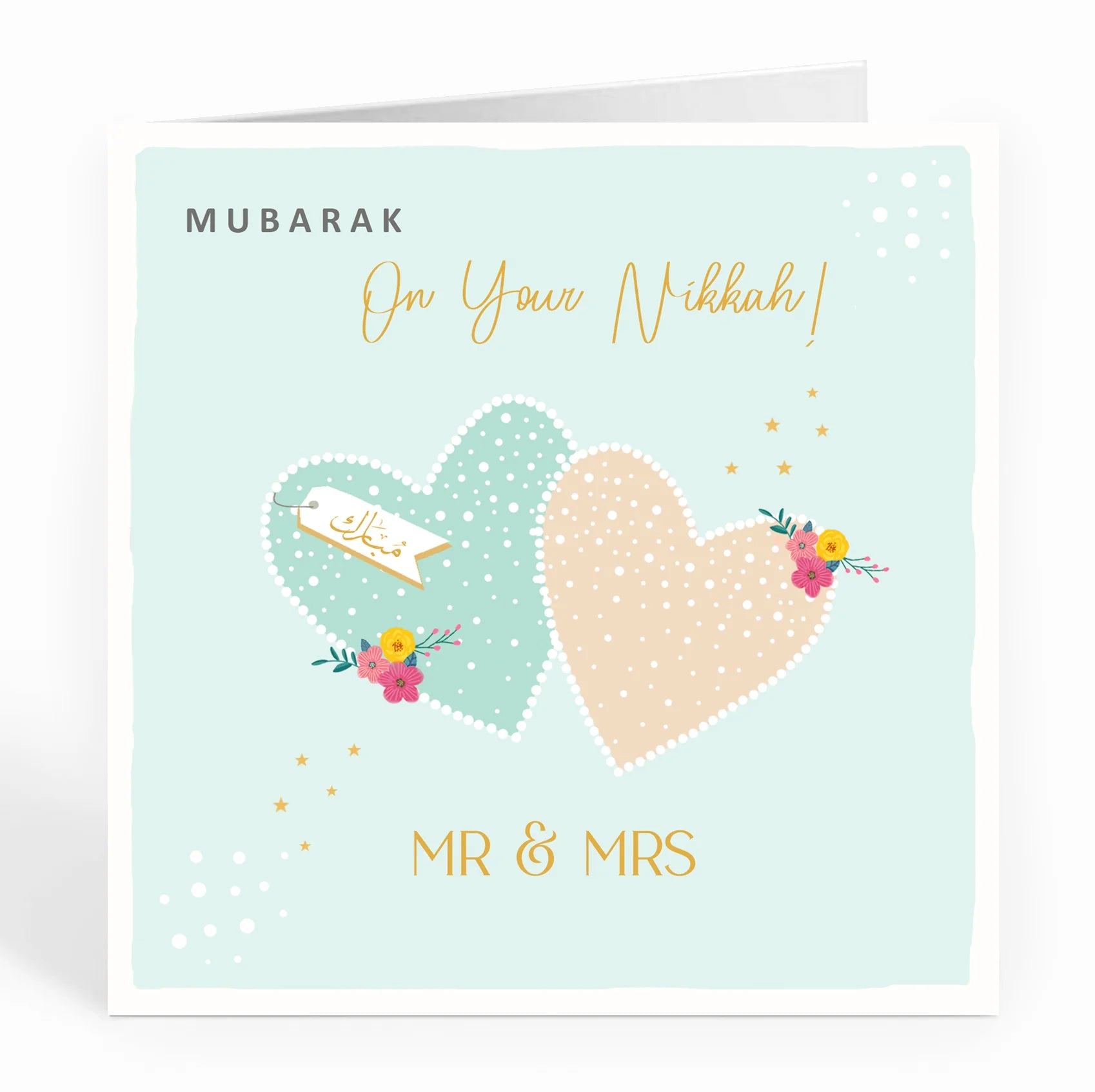 Mubarak On your Nikkah! Mr & Mrs Lovehearts Card