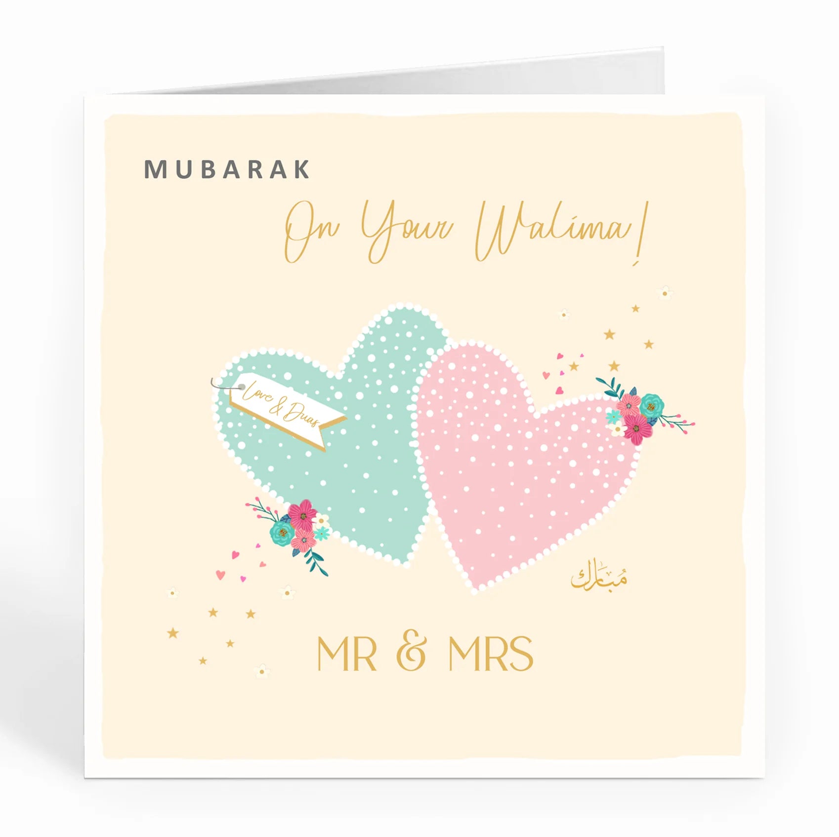 Mubarak On your Walima! Mr & Mrs - Lovehearts Card