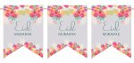 Eid Mubarak Bunting Grey & Pink