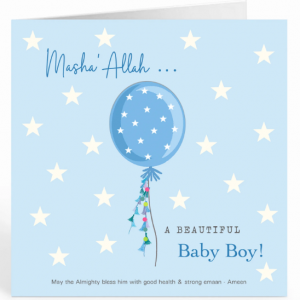 Beautiful Boy Balloon & Stars Card
