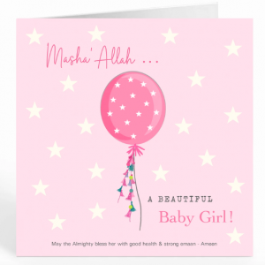 Beautiful Girls Balloon & Stars Card