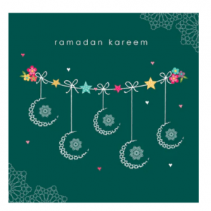 Ramadan Kareem - Green Crescent Bunting Card
